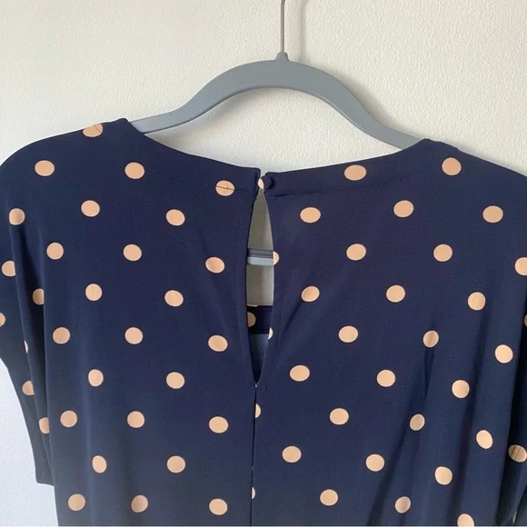 Banana Republic navy and cream polka dot PRINT TIE-FRONT CROPPED JUMPSUIT‎ - Picture 5 of 6